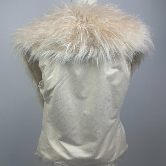 Simply Vera - Vera Wang - Front Stole Cream Faux Fur & Suede Vest - S/M - Picture 6 of 9